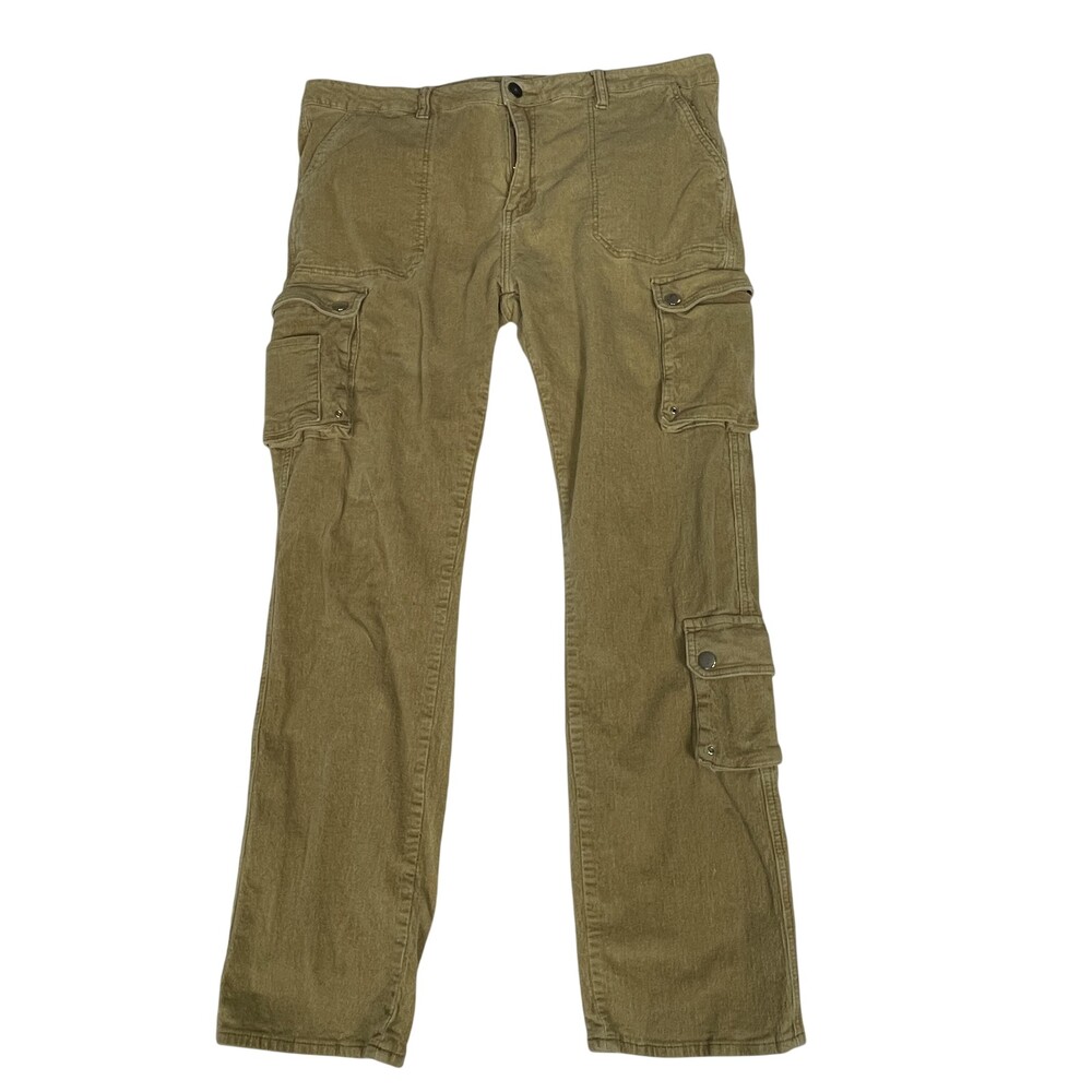 Crysp Denim Pants Mens 40x31 Beige Corduroy Cargo Pockets Stretch Casual